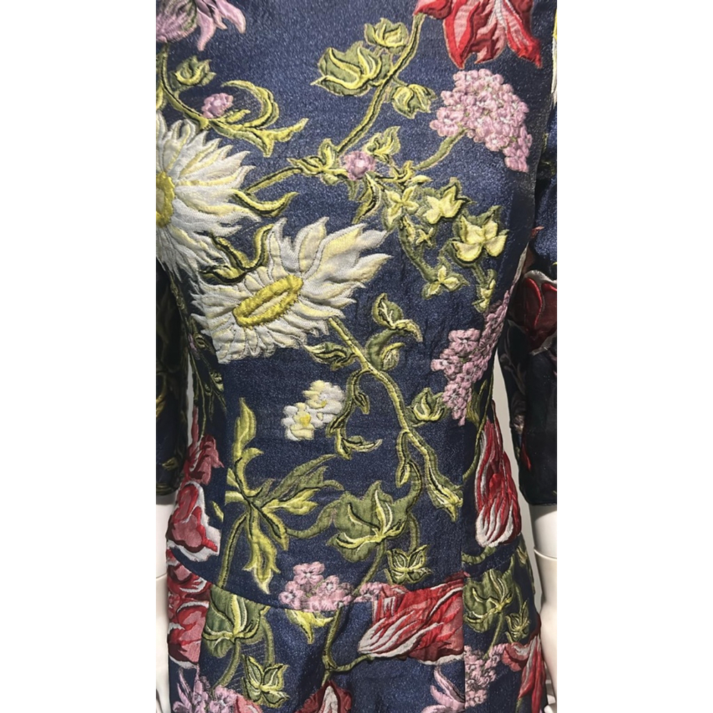 Teri Jon Floral Jacquard Puff-Sleeve Cocktail Dress Size 2 NWT - Picture 7 of 10